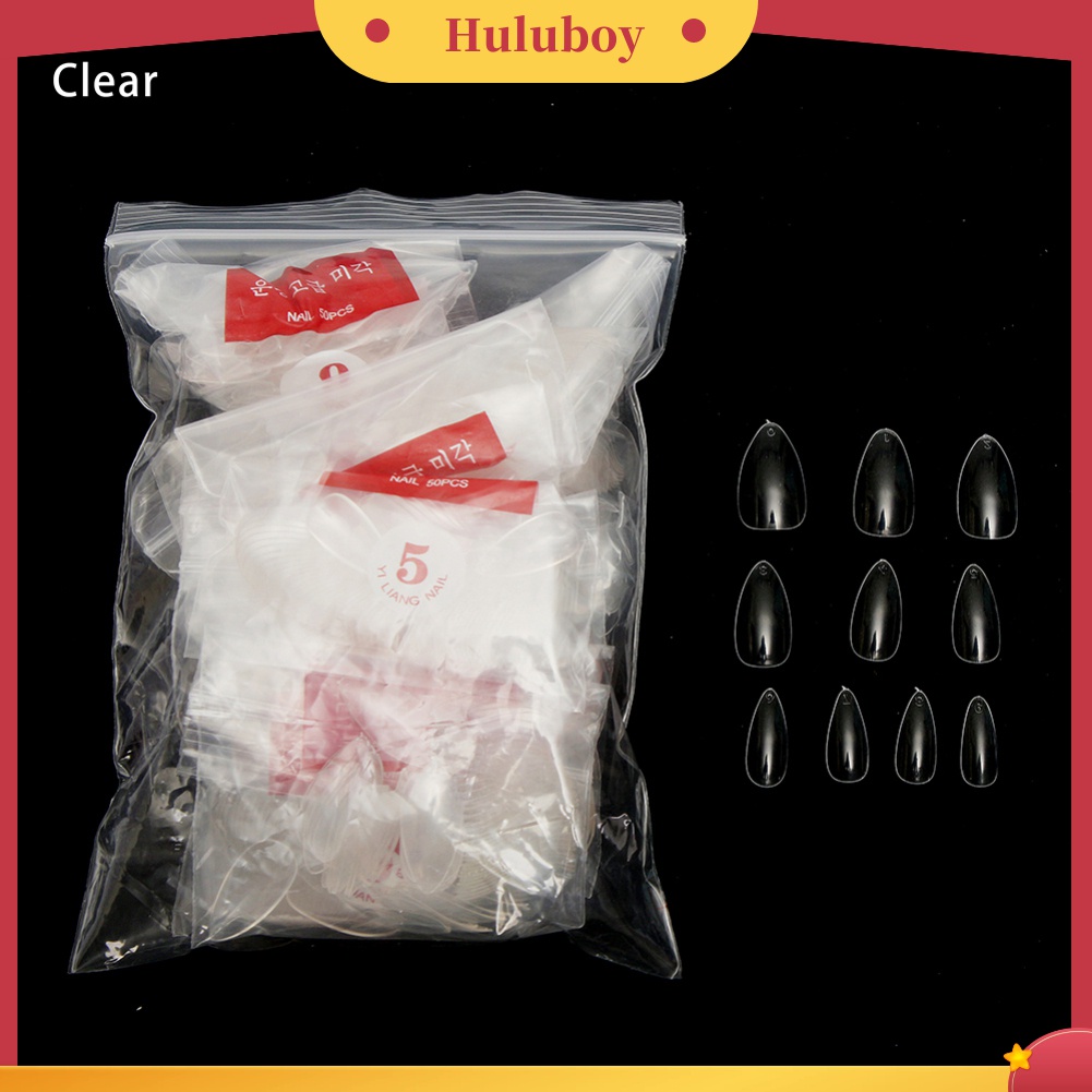 Huluboy Huluboy♡ 500pcs Kuku Palsu Bentuk Oval Untuk Manicure