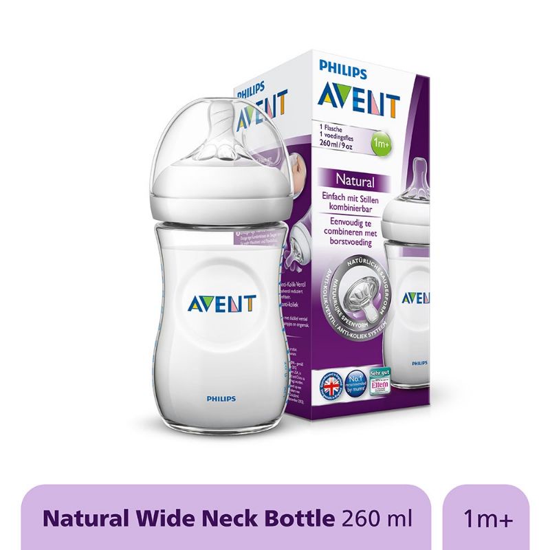 Philips Avent Natural Bottle 260ml Per 1pcs Non Kardus/Botol Susu Bayi 260 ml