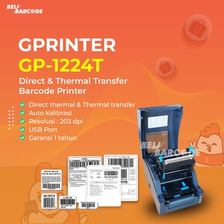 Gprinter GP-1224t Printer Barcode Label Cetak Resi A6 203 dpi USB Port