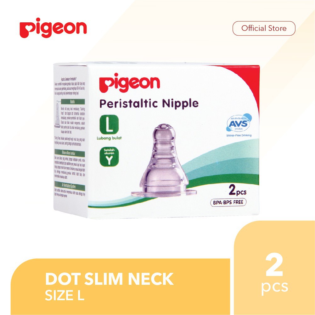 PIGEON PERISTALTIC NIPPLE SLIM NECK 2X1