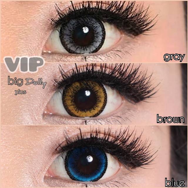 Softlens VIP Big Dolly Plus Series Soflens Big Eyes Warna Gray Brown Blue