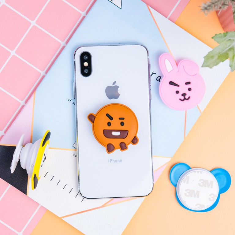 DOMMO - D6007 Pop Socket  / Socket HP 3D / Pop Socket Karakter BT21 BTS / Aksesoris Grip HP / Aksesoris Handphone