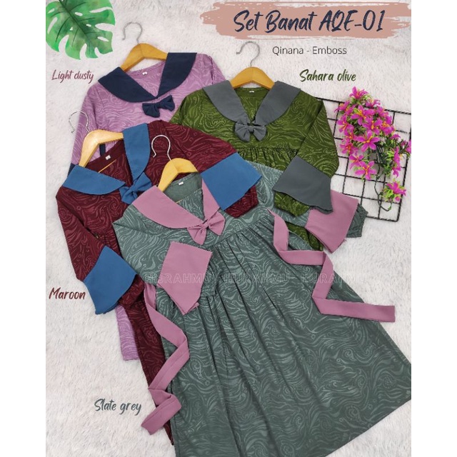 Gamis Anak Perempuan/Set Banat Cadar Tali/Baju Muslim Anak Perempuan usia 2-11 tahun
