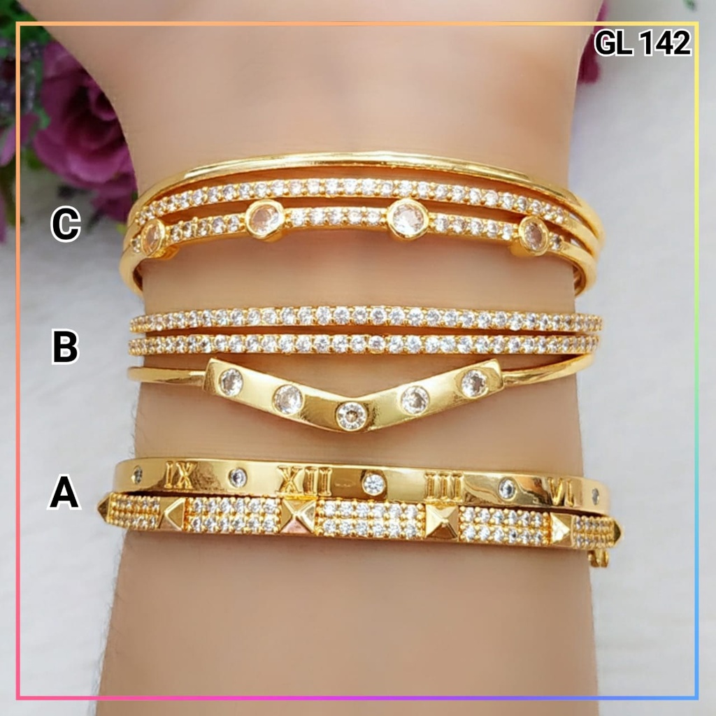Gelang xuping gelang bangle dewasa mewah permata simple  lapis emas gold GL 142