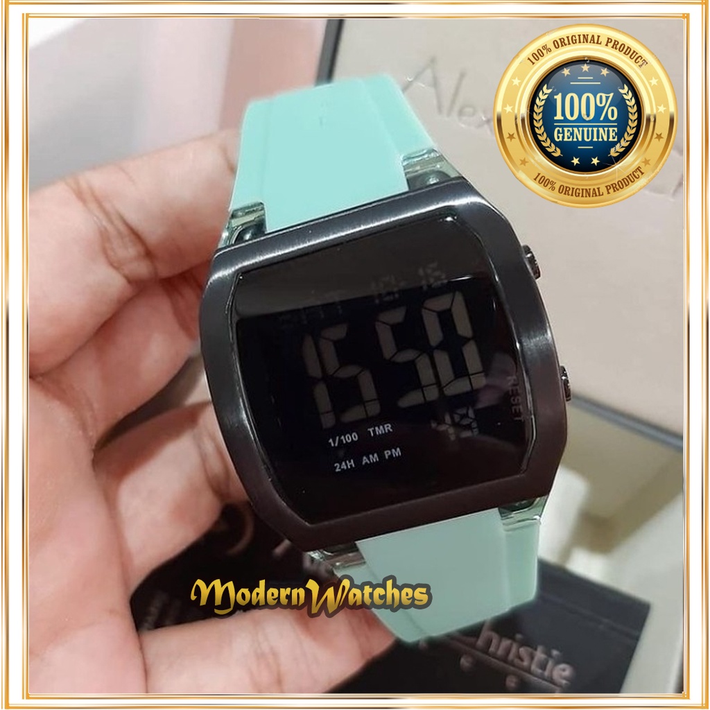 Jam Tangan Digital Ori Alexandre Christie AC 9348 Unisex Red Rosegold Rubber Tali Karet Terbaru AC