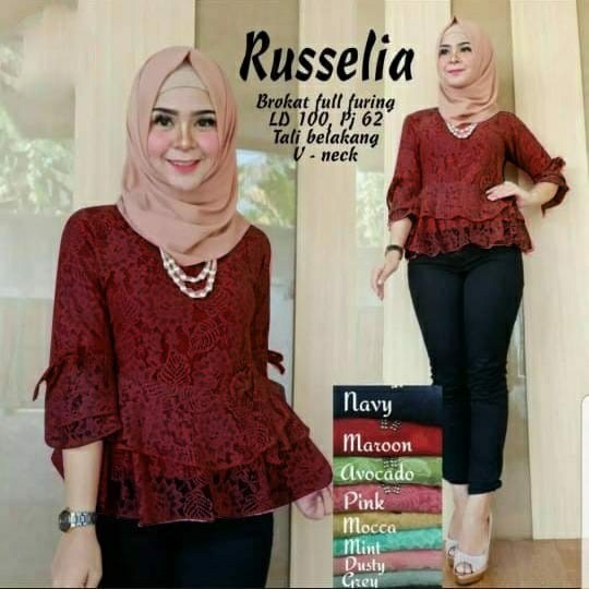 Rose Lace Blouse Atasan Brukat Wanita