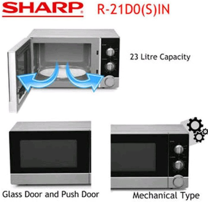 378SM Sharp Straight Microwave Oven 23Liter Low Watt 450W R-21DO(S)-IN