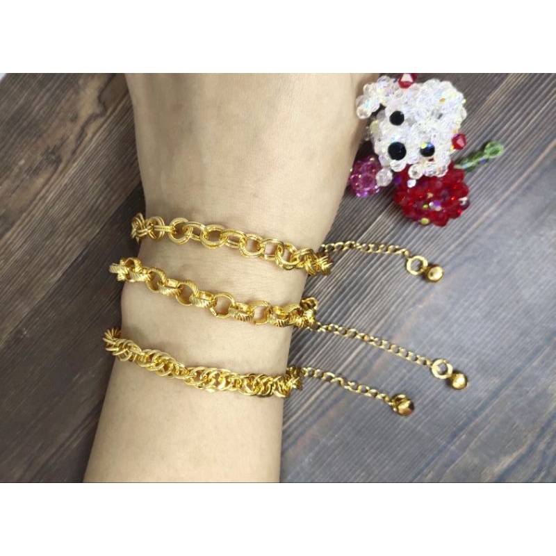 Fifi Fashion Gelang Tangan Belitung Xuping Lapis Emas Rantai Medan Tebal-AB01