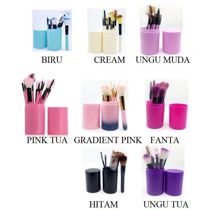 (COD) Kuas Make Up Tabung 12pcs Make Up Brush 12 Set In Tube Kuas Make Up MALLSHOPPING