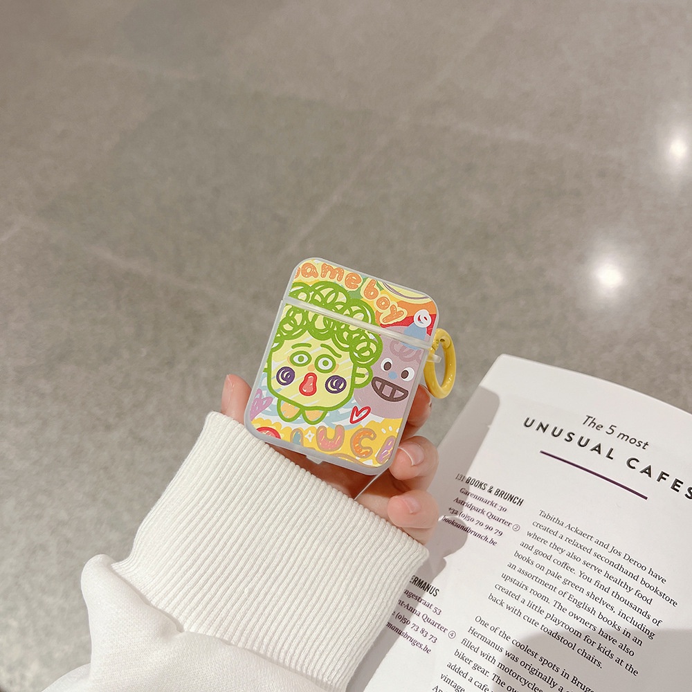 Soft Case Pelindung Earphone Bluetooth TWS Anti Jatuh Motif Kartun Anak Laki-Laki Keriting Untuk Airpods 1 2 3 PRO3