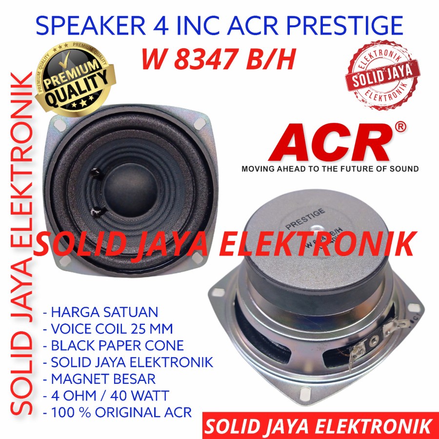 SPEAKER ACR 4 INC W 8347 B/H WOOFER ACR PRESTIGE 4 OHM 40W INCH IN W8347BH 40 WATT W MURNI W-8347-BH W8347BH MAGNET BESAR 4INC 4IN 4 INCH WOFER ACR ASLI ORI ORIGINAL