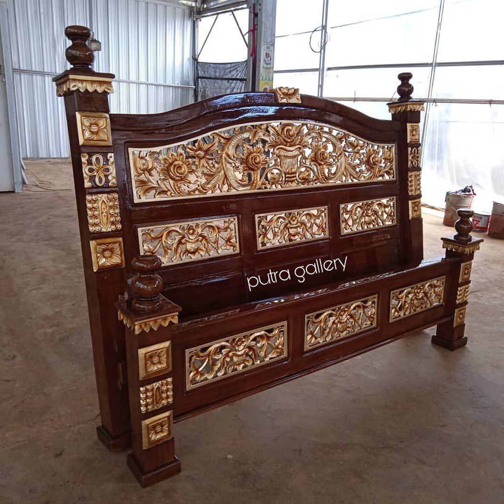 Tempat Tidur Jati / Dipan Ukir Rahwana / Dipan Ranjang Kayu Jati / Furniture Jati Jepara