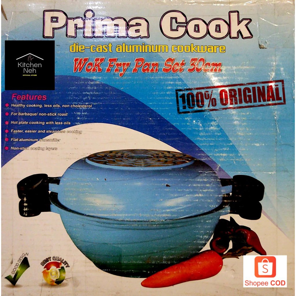 Prima Cook Wok Dry Pan Set 30 cm / Panci Serbaguna / Panci Anti Lengket / Panci Premium / Panci Orig