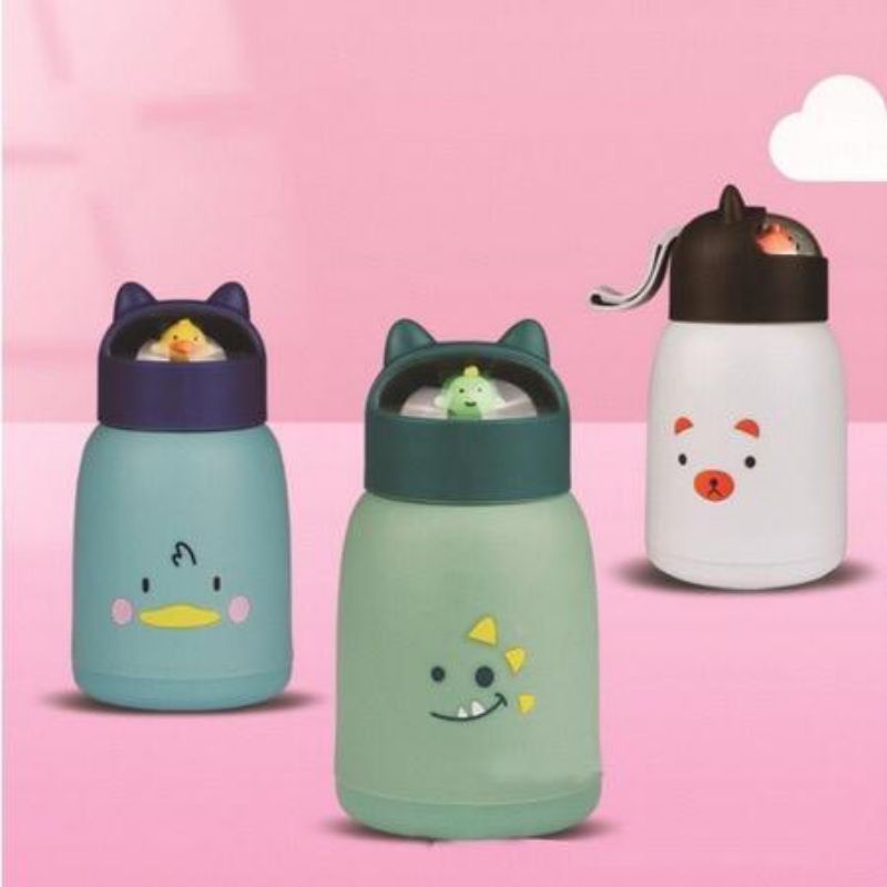 Botol Minum Kaca Anak Motif Boneka Hewan Lucu/Unik 360ml