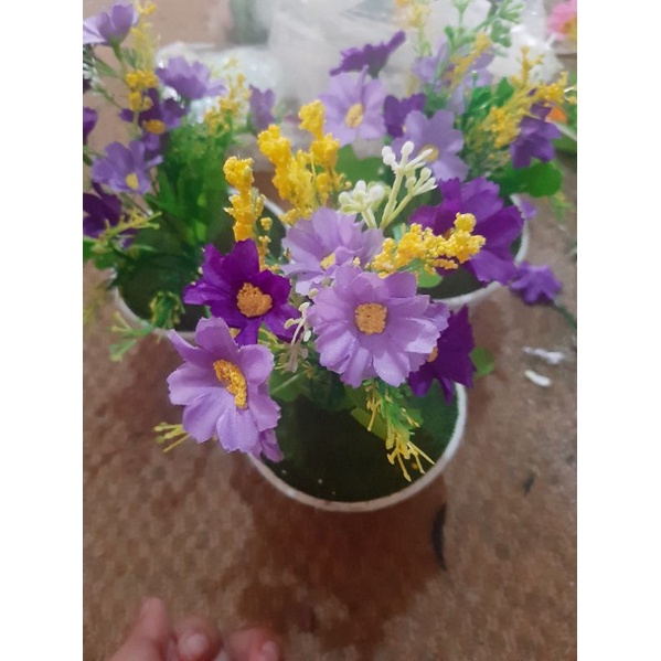 rangkaian aster mini bunga artificial bunga hias pot bunga-Ungu