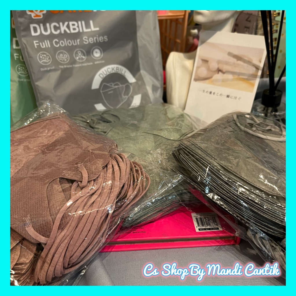 Masker Duckbill Polos Dewasa Warna Macha Coklat Abu Bisa Cod Murah