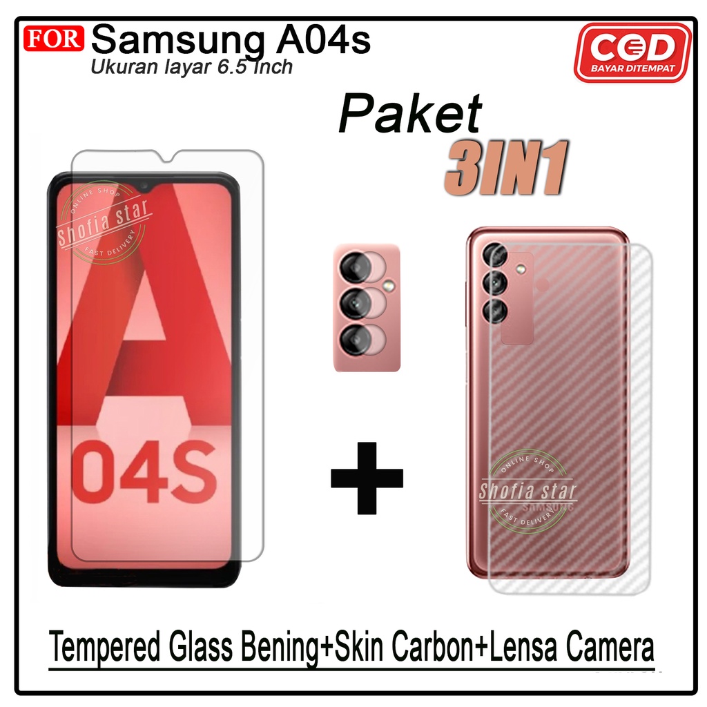 PAKET 3IN1 Tempered Glass Blue Light Samsung A04 A04E A04s A03S A02S Anti Radiasi Full Cover Protect Camera