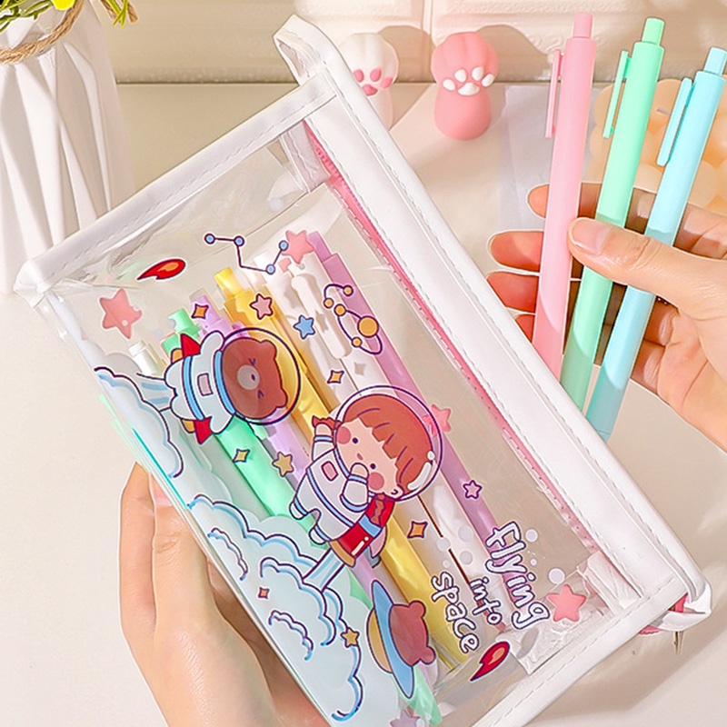 Japanese Transparent Pencil Case Cartoon Large Capacity Stationery Storage