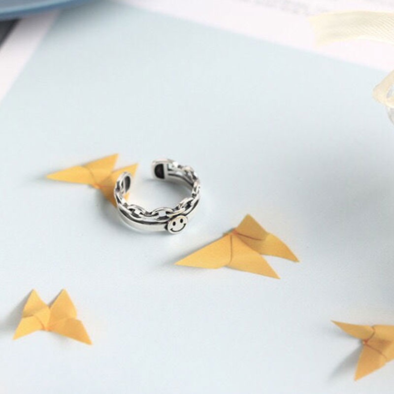【Ready Stock】2 Buah/Set Fashionable Jari Telunjuk Wanita Cincin Dapat Disesuaikan Senyum Terbuka Wanita Korea 2021 terbaru fashion murah COD