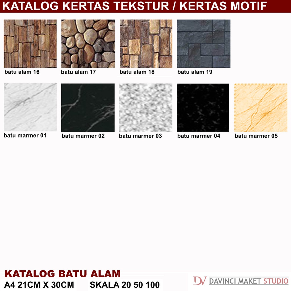 

Kertas Tekstur Bahan Batu Alam 02 Maket Diorama - Motif Batu Alam Marmer Pualam Templek Candi Andesit Palimanan A4 21cm x 30cm skala 1:20 1:50 1:100