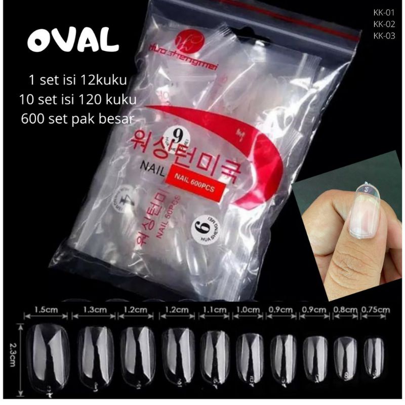 KUKU PALSU POLOS OVAL PANJANG ISI 500 pcs UNTUK NAIL ART HENNA MURAH