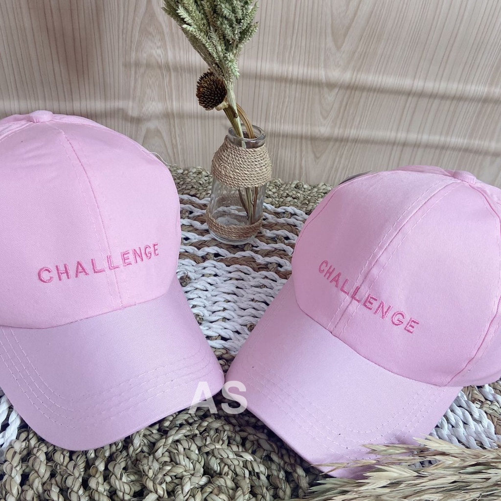 Topi Pria Wanita Bordir Challenge Pink