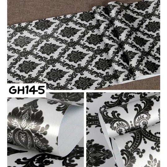 Wallpaper Dinding Wallpaper Stiker Wallpaper dinding Anak Gh Premium Quality 45CM x 8Mtr Batik Coklat Silver