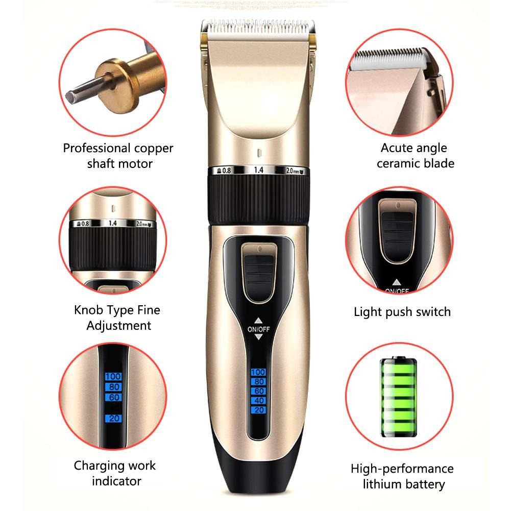 GsPro Paket komplit Cukuran Hewan Mesin alat cukur elektrik bulu hewan anjing pet grooming rechargeable Gunting Kuku Kikir kuku Sisir Sikat Hewan kucing hsk002 white Pro