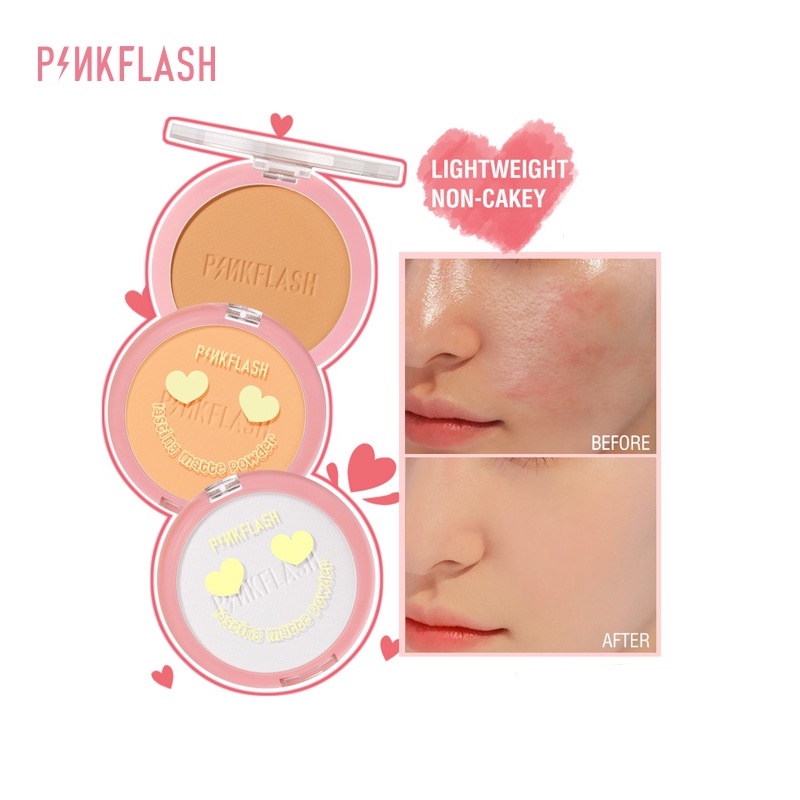 PINKFLASH Pressed Powder Long-lasting Matte Lightweight Oil Control Bedak Padat #OhMySelf