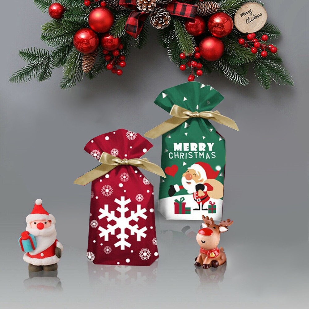 10pcs Kantong Permen Desain Pohon Natal Warna Hijau