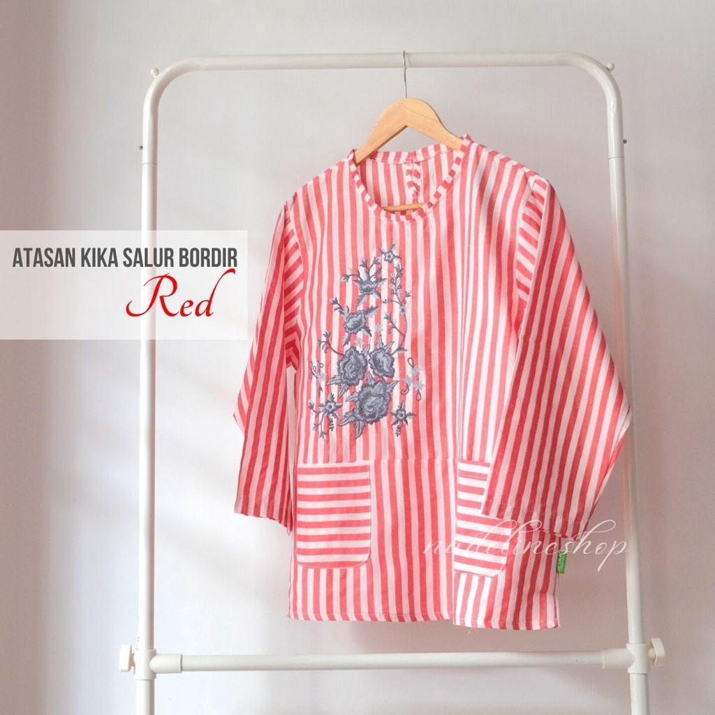 BAJU ATASAN BASIC BLOUSE WANITA MUSLIM & CASUAL - KIKA & MIRA SALUR TOP-KIKA - RED