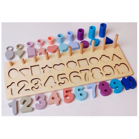 TweedyToys - Montessori Puzzle / Macaroon Shape Wooden / Logarithmic / Mainan Edukasi Anak / Mainan Berhitung