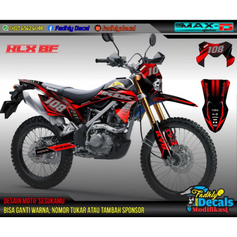 decal klx bf merah hitam keren sticker fullbody