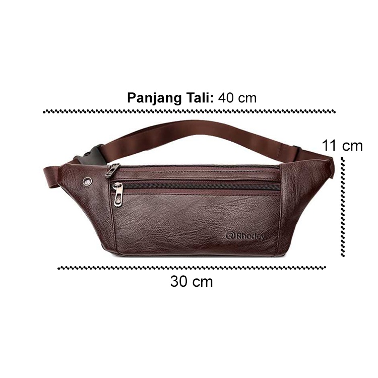 Rhodey Tas Pinggang Selempang Pria Waistbag Bahan Kulit - 1851