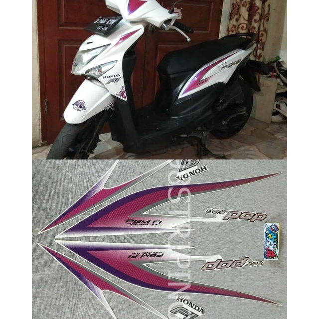 STIKER STRIPING LIS STANDAR ORI NEW HONDA BEAT POP IDLING STOP UNGU TAHUN 2015