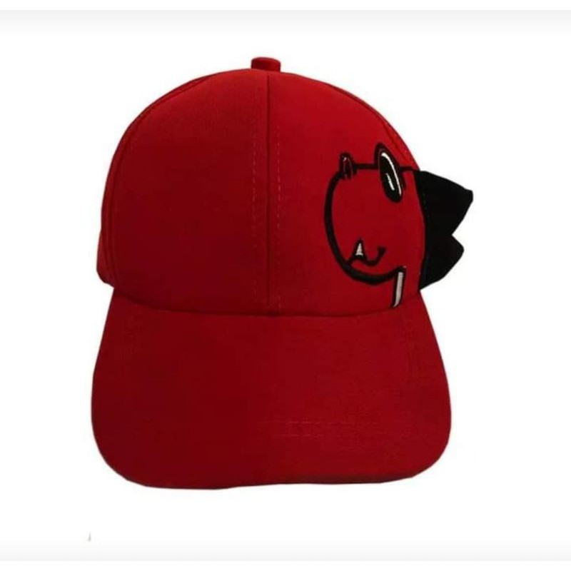Topi anak karakter dino costume nama suka suka bordir nama-Merah