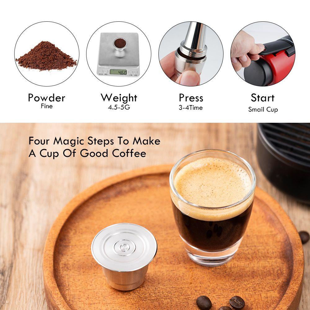 Top Coffee Capsule Bar Stainless Steel Sikat Sendok Kopi Espresso Reusable Pods