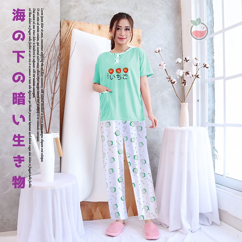 Baju Tidur Stelan Wanita Celana Panjang Baby doll Dewasa Piyama Allsize Cp Lilipop Sleep Wear-Stobery tosca