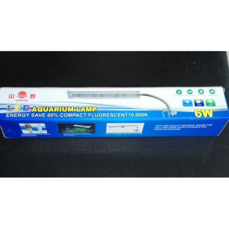 Lampu Aquarium LED Yamano 3W &amp; 6W biru putih guppy neon tetra aquascape