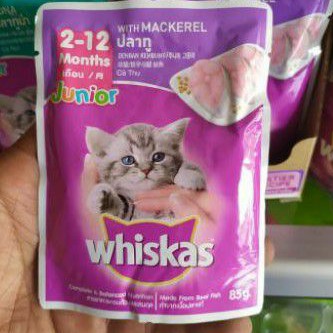 Whiskas Pouch Junior 2 - 12 Bulan rasa ikan  Mackerel