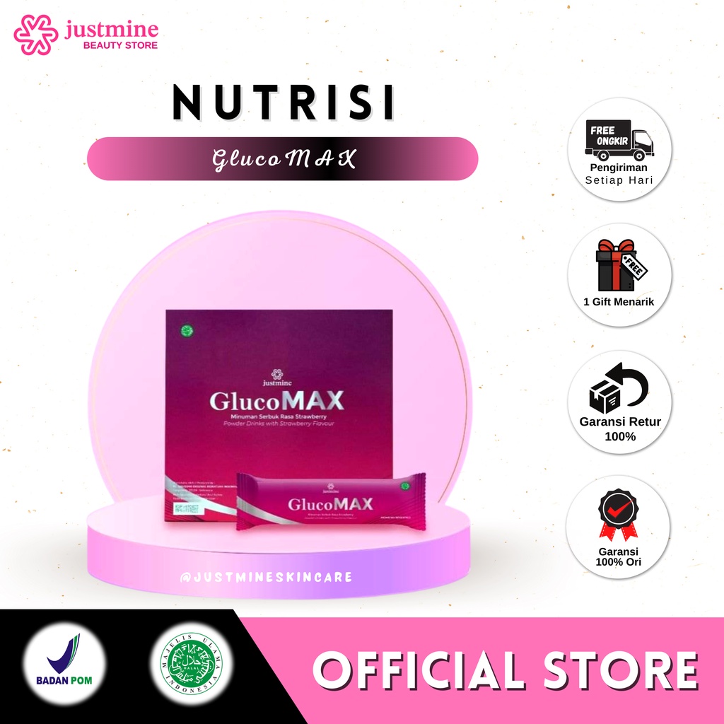 JUSTMINE GlucoMAX Minuman Nutrisi Pemutih With Collagen Pencerah Kulit BPOM