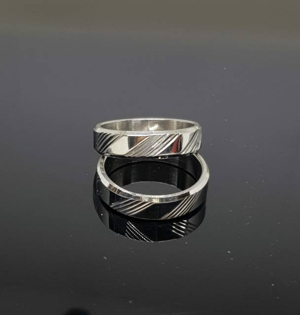 Cincin Couple Silver garis Titanium Import Antikarat