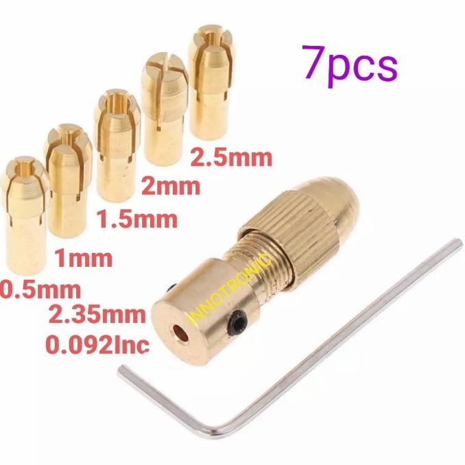 7Pcs 2.35mm 0.5/1/1.5/2/2.5mm Drill Bit Collet & Drill Chuck inovvt90 Ayo Beli