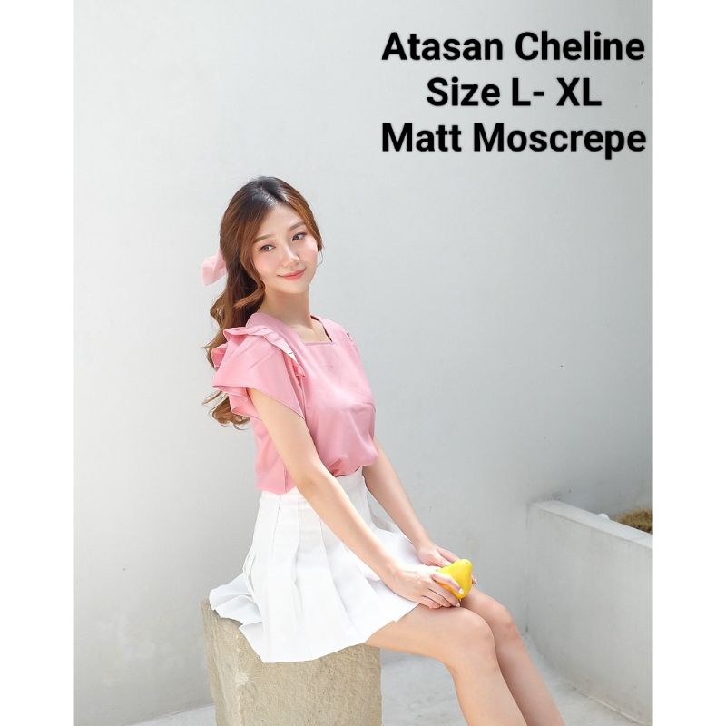 Atasan Casual Wanita Terkini Lengan Pendek/Atasan Cheline Size L-XL Matt Mosrepe