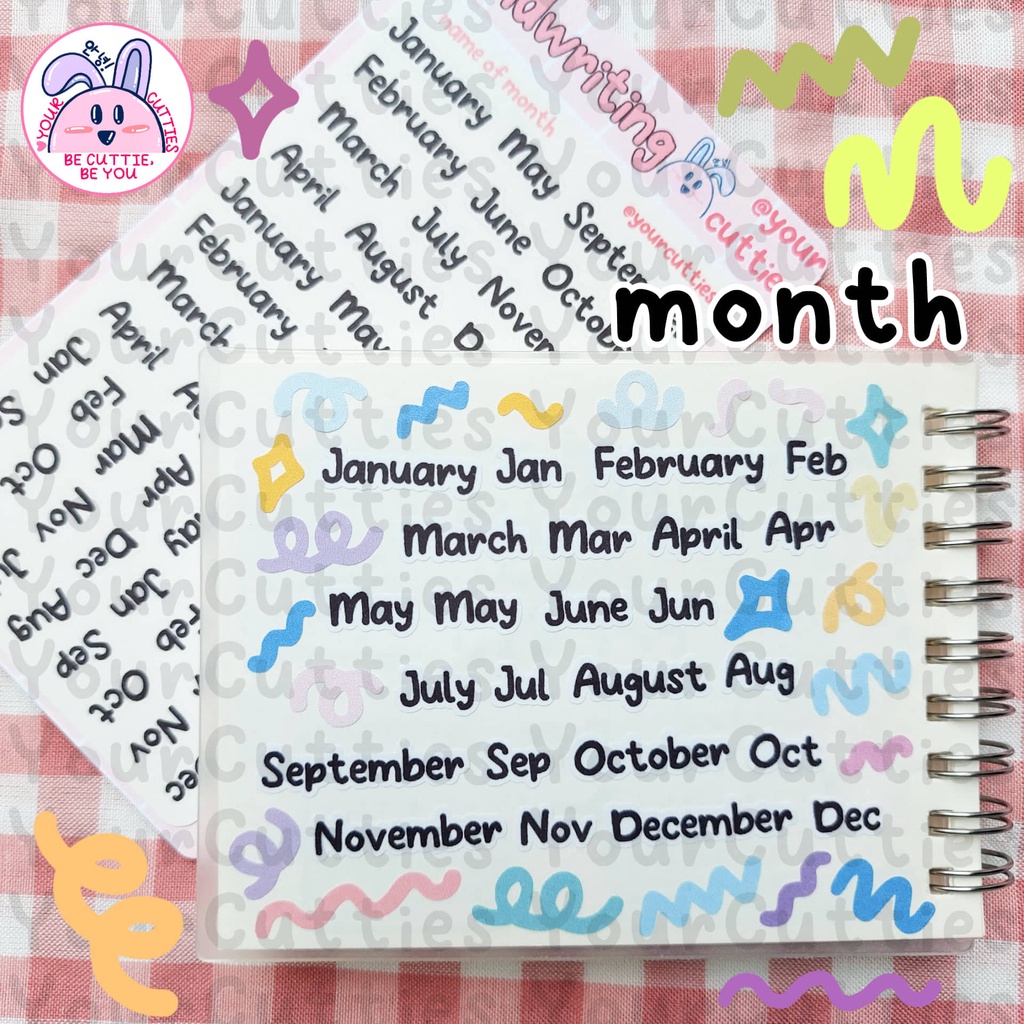 

[SHEET] STICKER STIKER NAMA BULAN MONTH HANDWRITING TULISAN SENDIRI