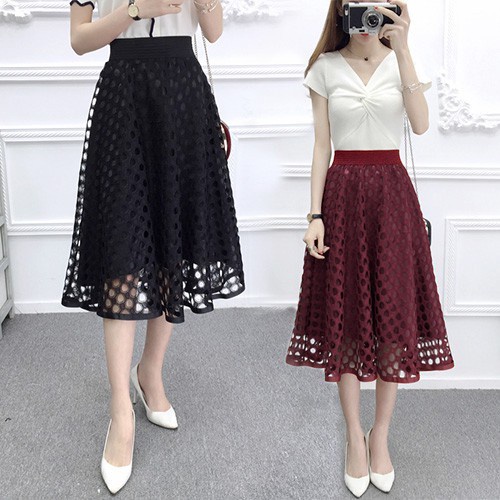 Rok wanita dewasa remaja midi fashion panjang kekinian kpop cewek skirt modis perempuan cantik casua