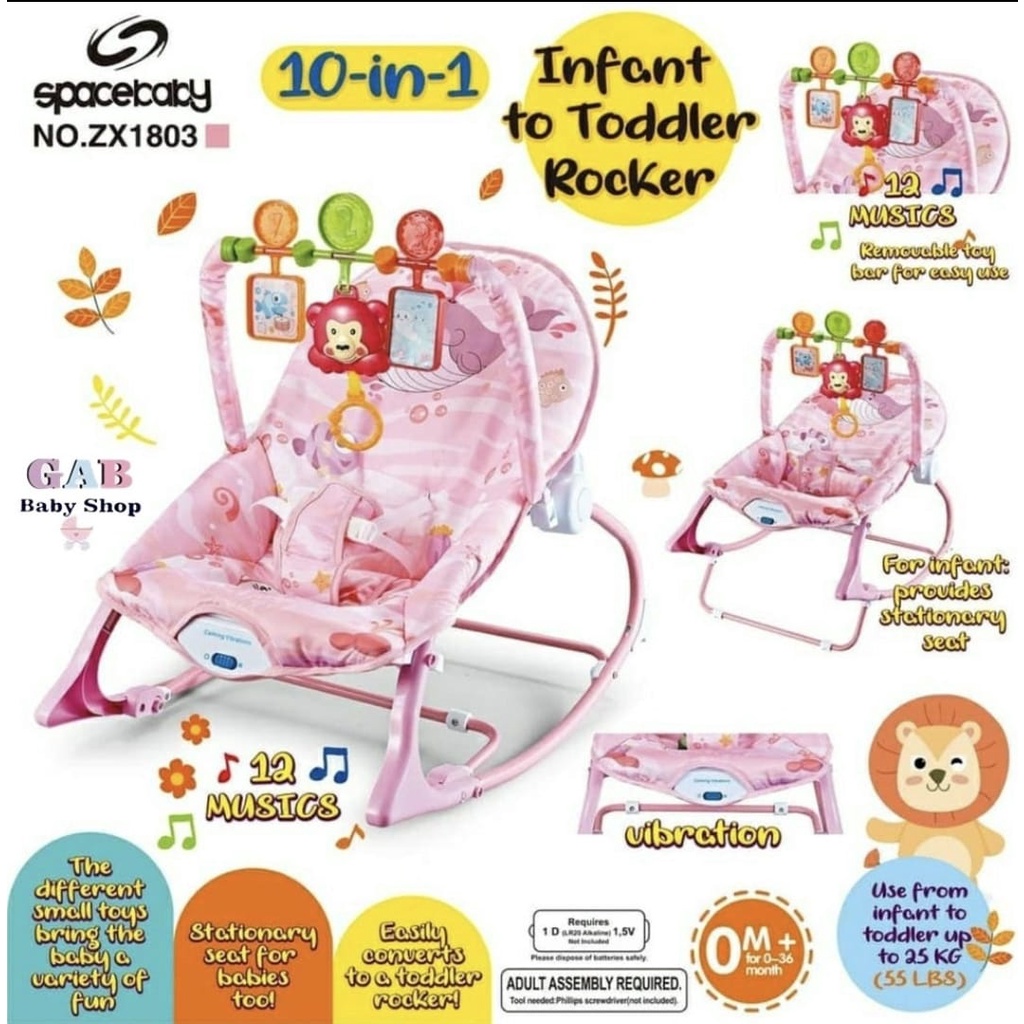 Bouncer Kursi Goyang Manual Bayi Space Baby Mastela FREE BUBBLE WRAP!!-SPACE-PINK