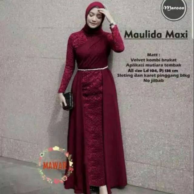 Maulida maxi gamis brukat party dress
