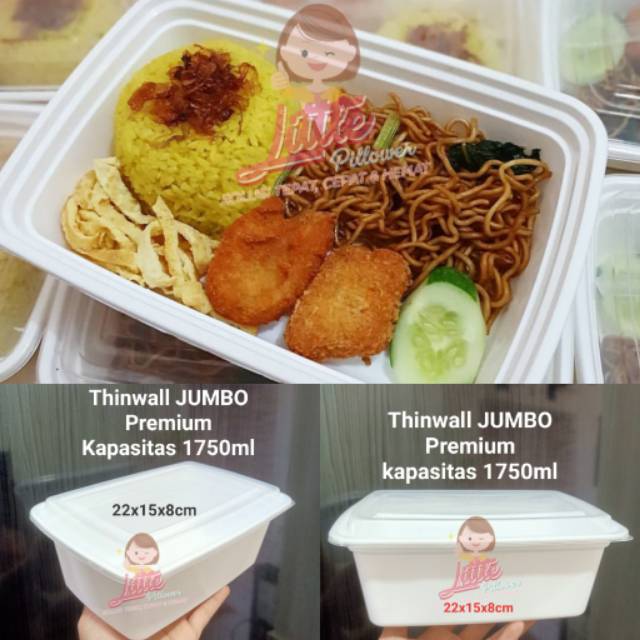 (ISI 30PCS - PREM1750ML JUMBO) Thinwall JUMBO 1750ml premium bahan super tebal/ Thinwall besar