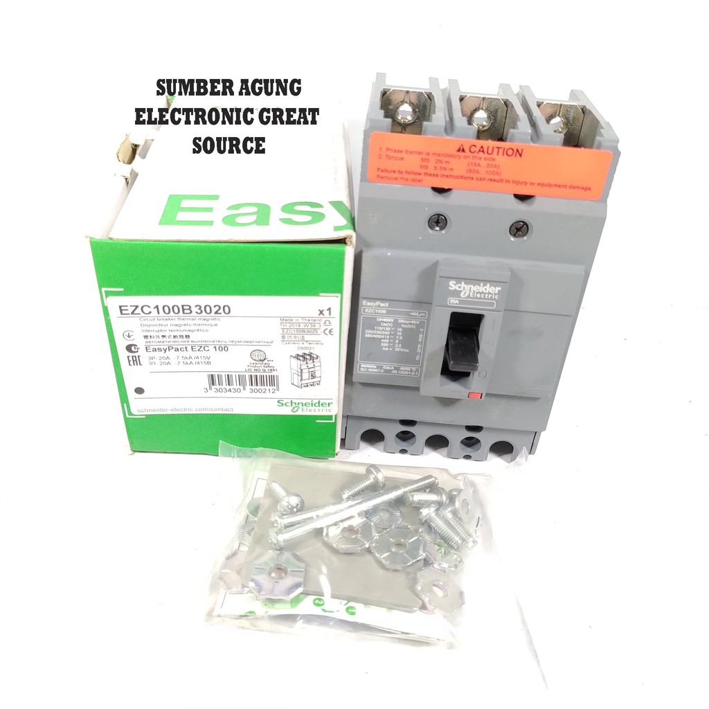 EZC100B3020 Schneider 20A Breaker EZC 100 Easy Pact